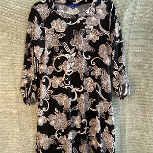Apt 9 Floral Black and White Dress with Pockets